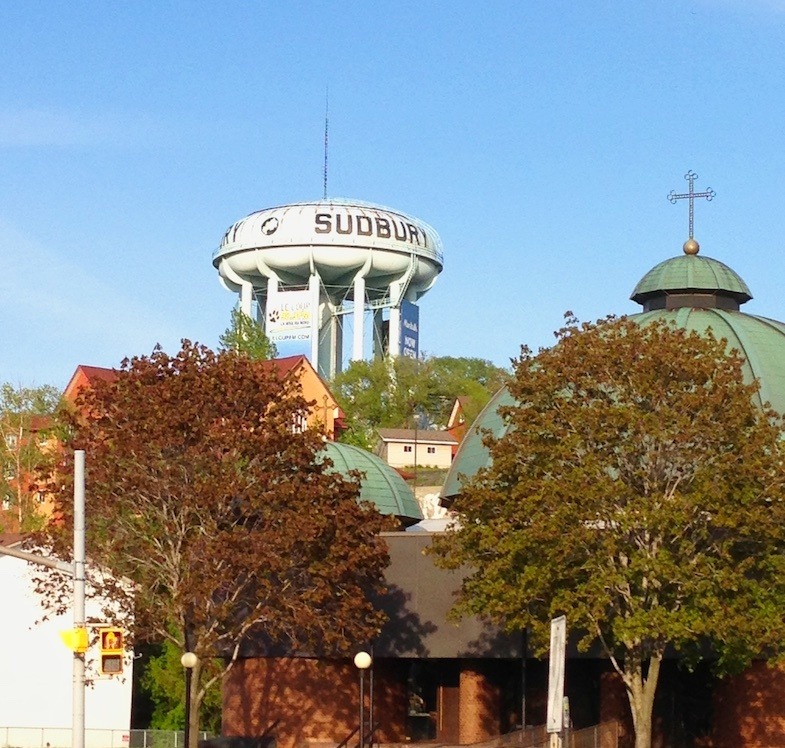 Sudbury water tower in northern Ontario, Canada