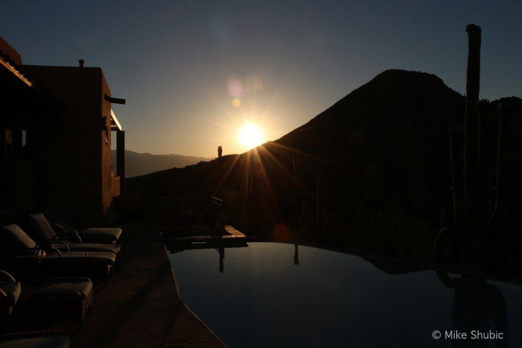 Sunrise over pool at Blue Agave B&B