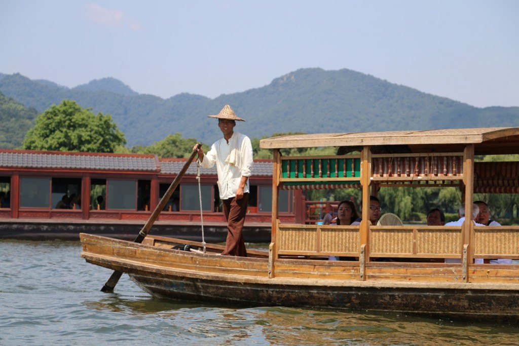 Gondola on West Lake Hangzhou by MikesRoadTrip.com