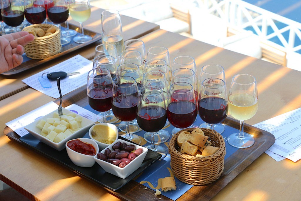 A collection of Santorini wine glasses