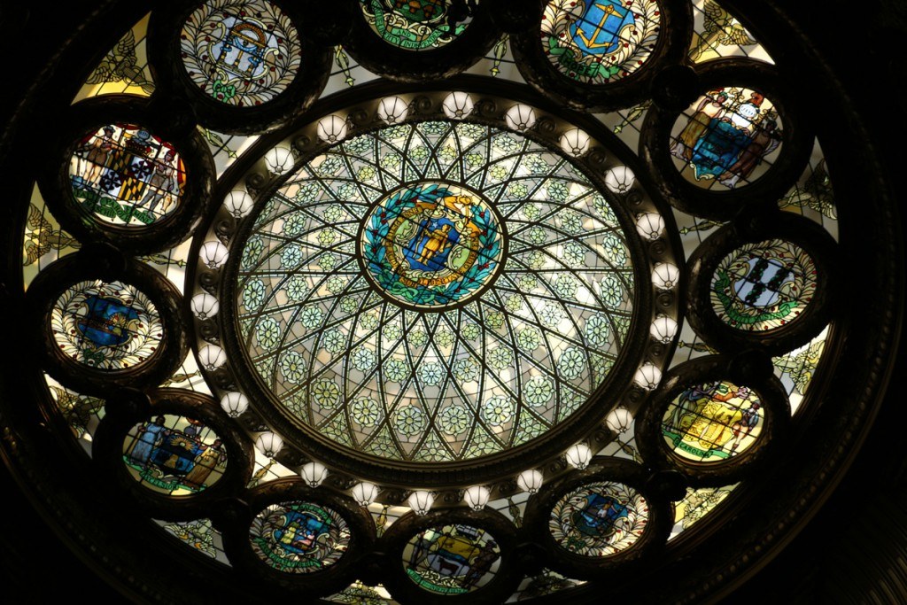 Stained Glass dome in State House Boston by MikesRoadTrip.com