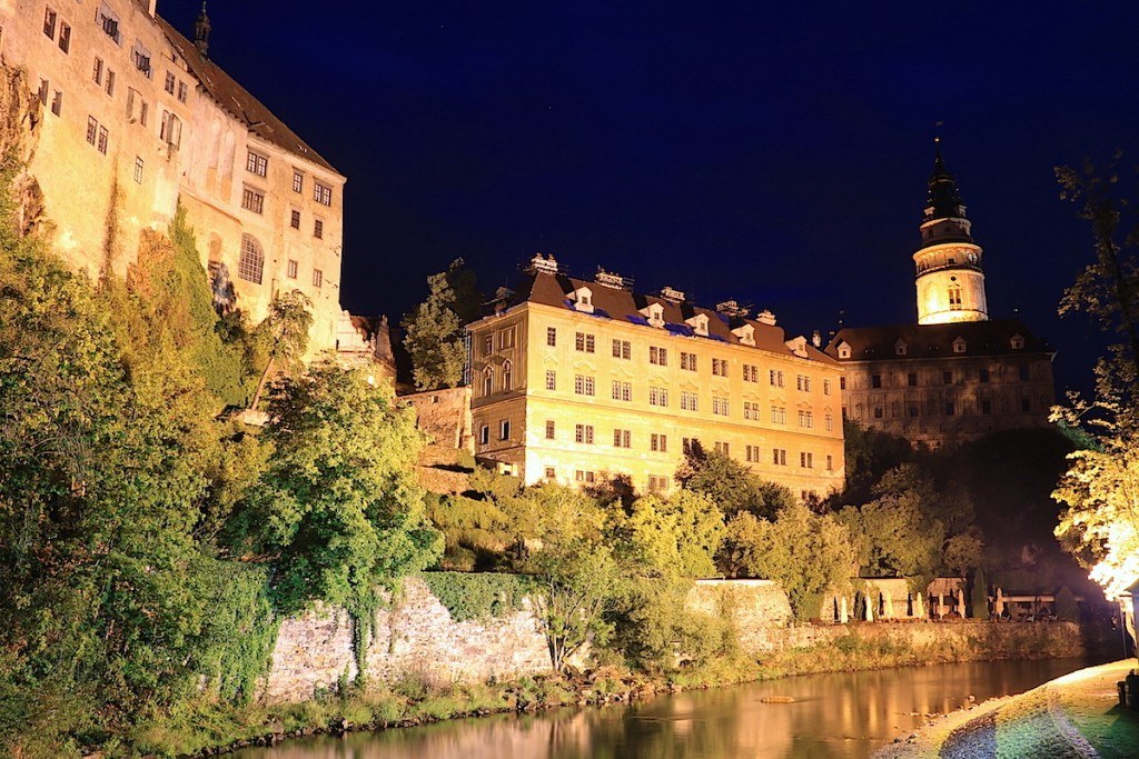 Český Krumlov Castle at night by MikesRoadTrip.com