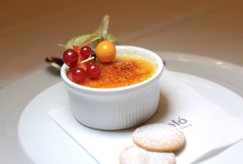 Plazzao restaurant in Brno: Vanilla créme brûlée accompanied with a short bread by MikesRoadTrip.com