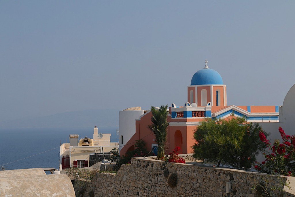 Sanarini church with blue roof by MikesRoadTrip.com