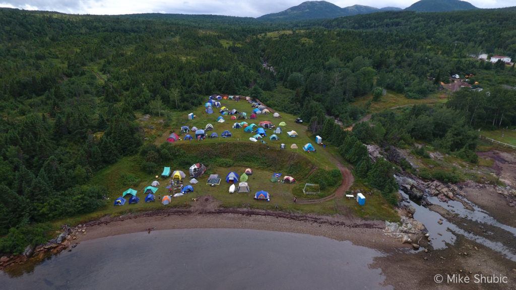 Aerial of Tent City at The Gathering music event in Newfoundland