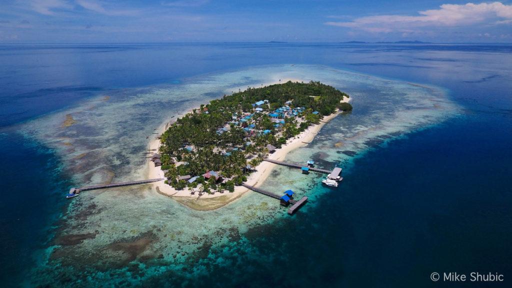 Aerial shot of Di Kampung Wisata Arborek in Raja Ampat by MikesRoadTrip.com