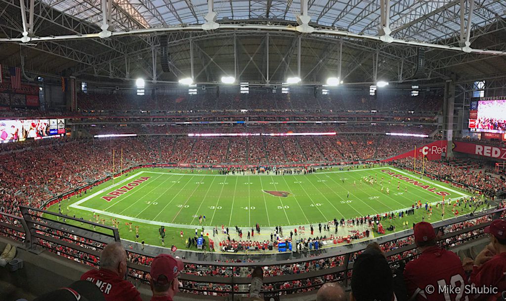 Arizona Cardinals field during a game by MikesRoadTrip.com