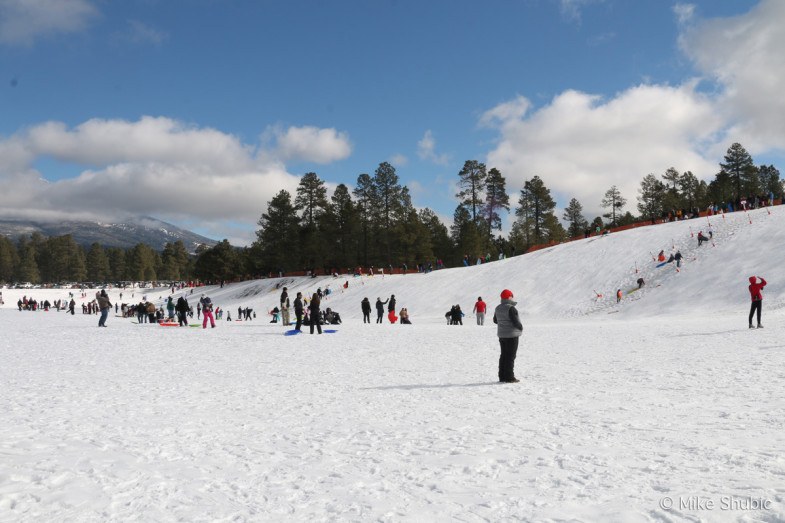 Snow Play Sledding is one of the things to do during Winter in Flagstaff Arizona. Photo by: MikesRoadTrip.com