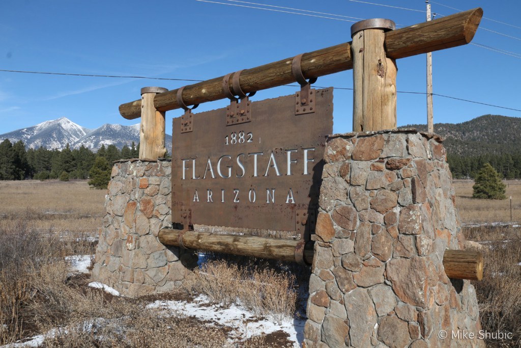 Flagstaff sign by MikesRoadTrip.com - Top-10 Winter activities in Flagstaff