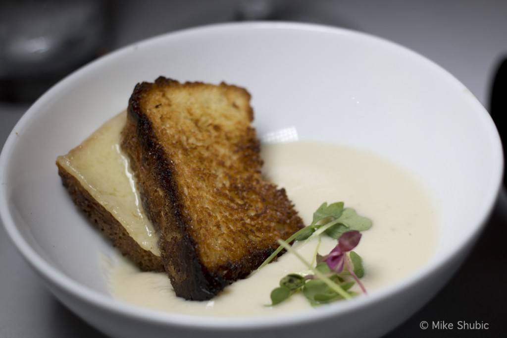 Cafe Monarch • Roasted Apple-Parsnip Soup with Gruyere Cheese Brioche Sandwich