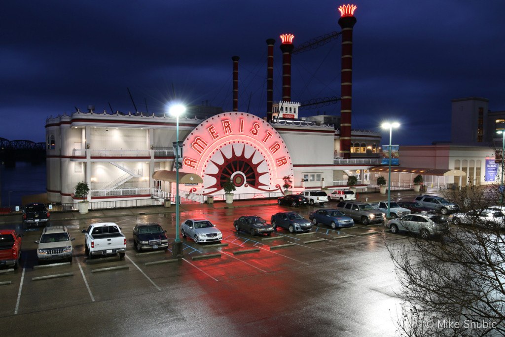 AmeriStar Casino in Vicksburg at night by MikesRoadTrip.com