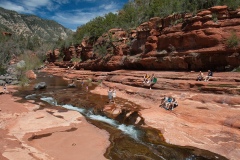 People-enjoying-Slide-Rock-in-Sedona