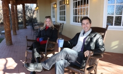 Couple having coffee at Blue Lake Ranch