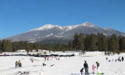 Snowplay sledding with San Francisco Peaks