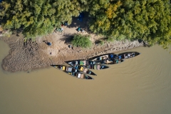 Aerial view of canoes