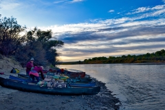 Canoes-on-shore at sunrise