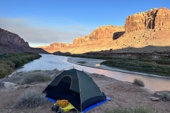 Tent on cliff overlooking Green River