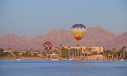 Sunrise balloons over Lake Havasu