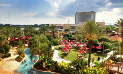 View of lazy river swimming area at L’auberge