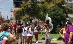 Brass band plays for money in New Orleans Brass band plays for money in New Orleans