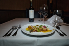 hamachi-scallop-crudo-at-table hamachi-scallop-crudo-at-table