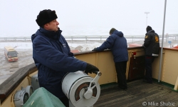 Caption at controls on Sampo icebreaker