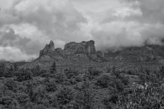 Sedona-with-low-clouds-BW