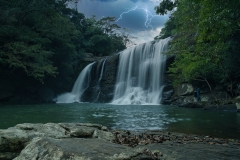 Lightning-over-waterfall