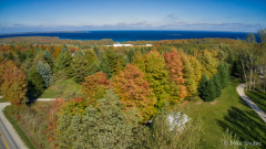 Fall foliage aerial with w copy