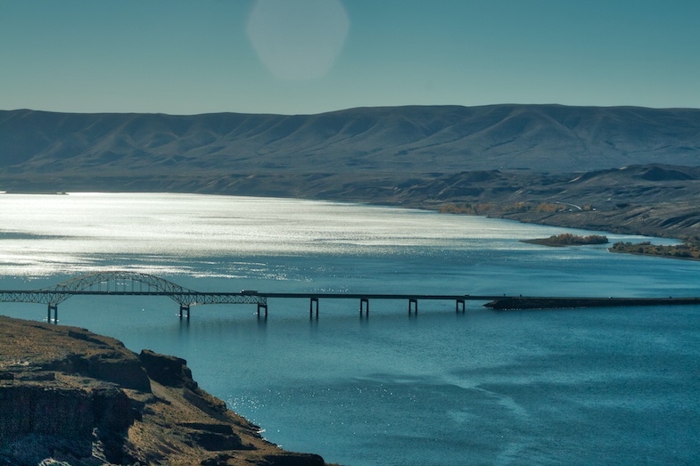 Columbia river from Vantage Bridge Wild Horses Monument Display