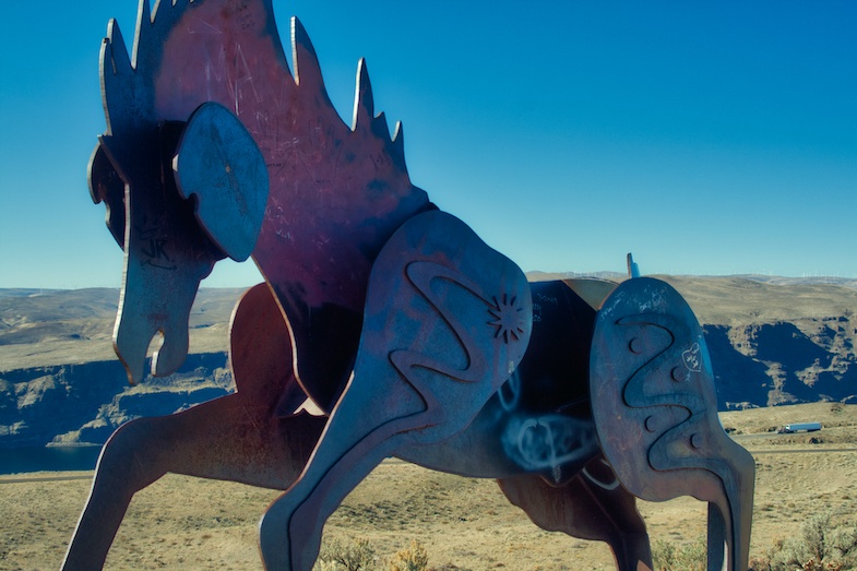 Vantage Bridge Wild Horses Monument Display close-up by Mike Shubic