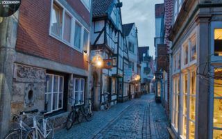 Bremen Germany cobblestone street by MikesroadTrip.com