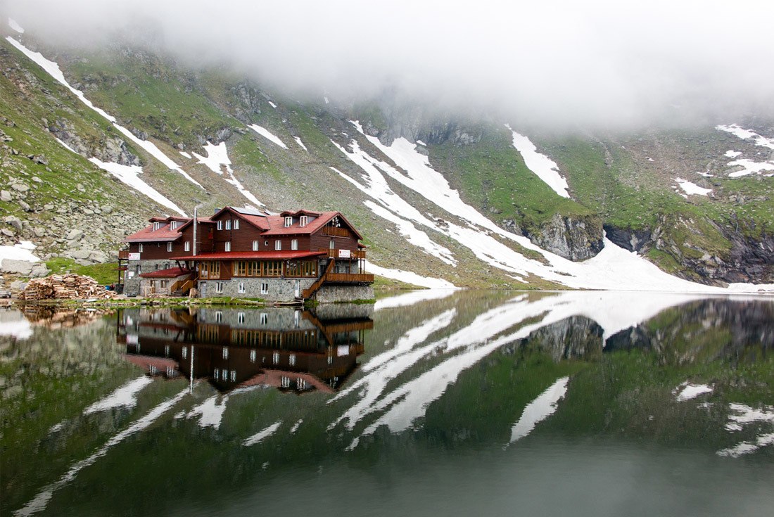 Roadside Attractions in Romania include the Chalet on Balea Lake