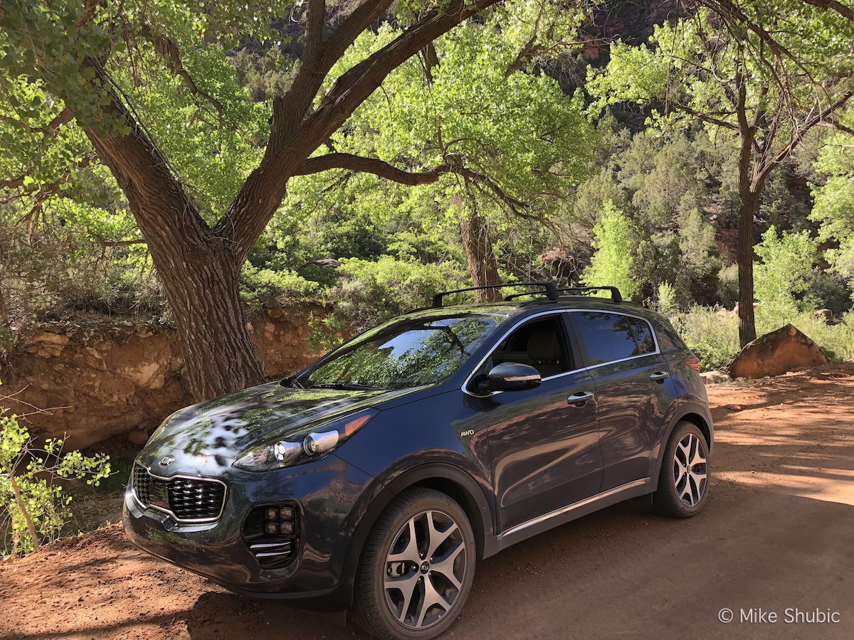 Kia Sportage on Southwest road trip through the La Sal Mountains by MikesRoadTrip.com