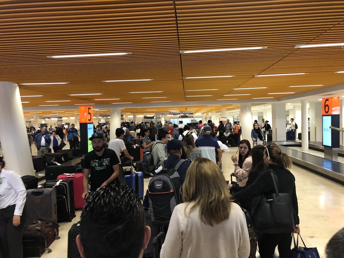 Guadalajara airport crowd at customs