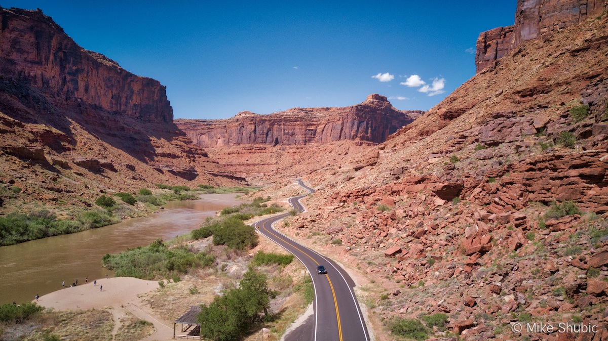 Moab is one of the top destinations in North America to visit for 2020. Windy Hwy 128 in Moab is one of the most scenic roads in the world. Photo by: MikesRoadTrip.com