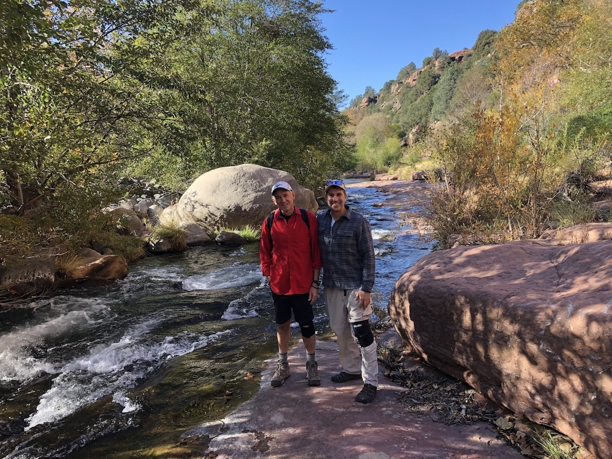 Cousins Nick Jazbec and Mike Shubic along Oak Creek in Sedona