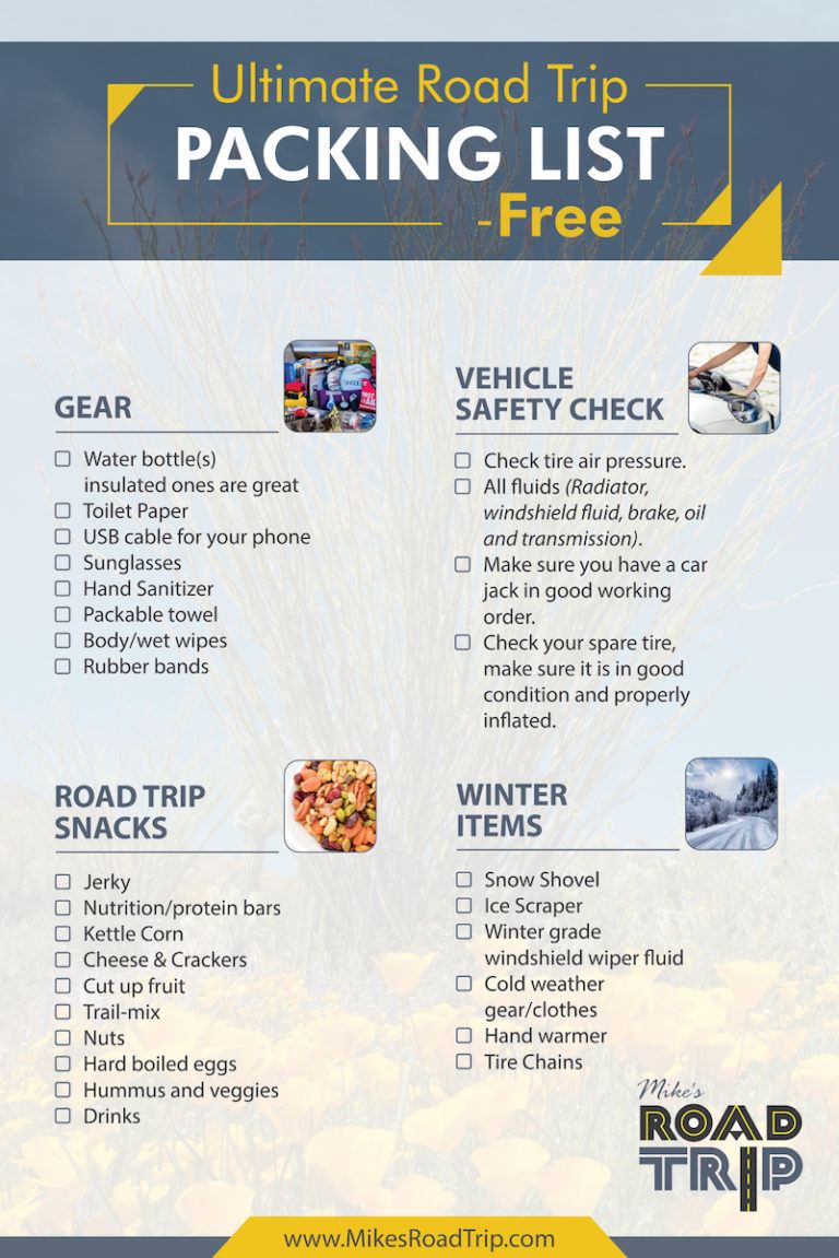 Road Trip Packing List (Free downloadable PDF) | Road Trip Checklist