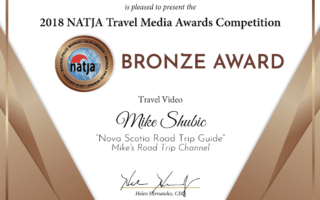 2018 bronze winner certificate for the NATJA Travel video catagory - Winner is Mike Shubic of MiikesRoadTrip.com