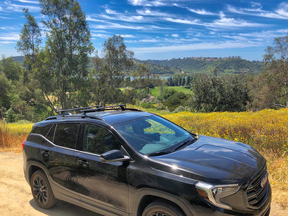 2019 GMC Terrain near wildflowers