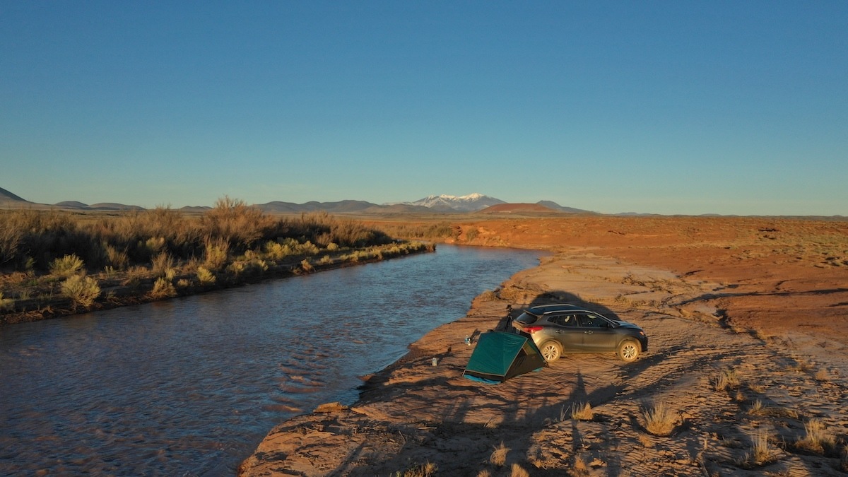 Camping along the Little Colorado River with a Nissan Rogue Sport. Photo by MikesRoadTrip.com