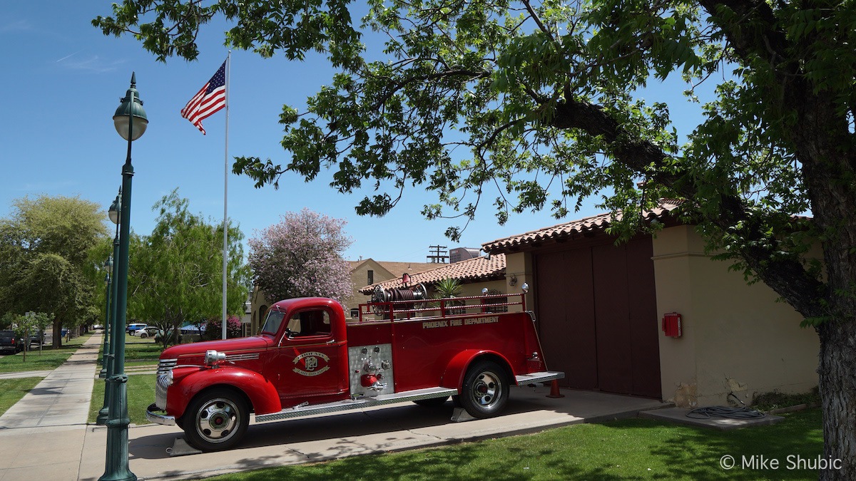 Old fire truck in Phoenix by MikesRoadTrip.com