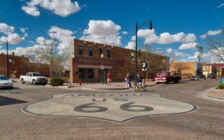 Stanin on a corner in Winslow Arizona