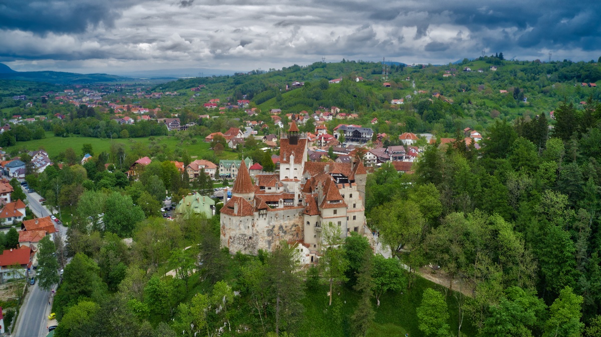 Romania Road Trip to Bran Castle aka Dracula’s Castle aerial by MikesRoadTrip.com