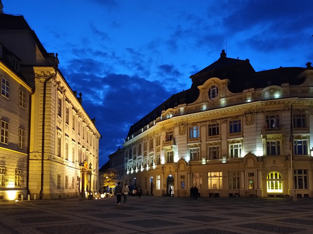 Sibiu Romania at night by Mihaela Popa of WorldTravelBug.com