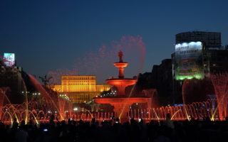 Bucharest Water Fountains at Sunset by Mike Shubic of MikesRoadTrip.com