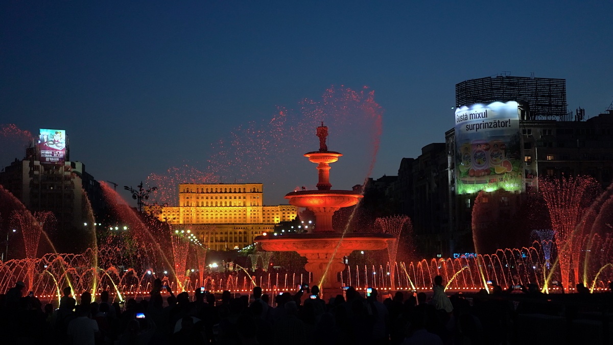 Bucharest Water Fountains at Sunset by Mike Shubic of MikesRoadTrip.com