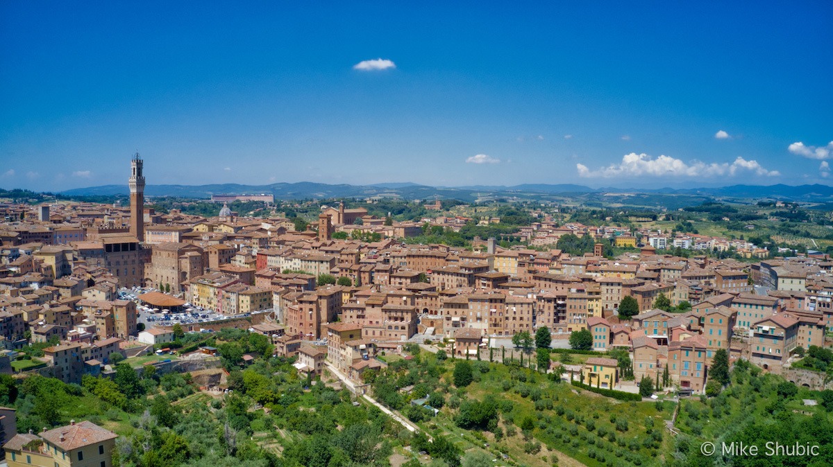 Tuscany road trip to Siena Italy aerial by MikesRoadTrip.com