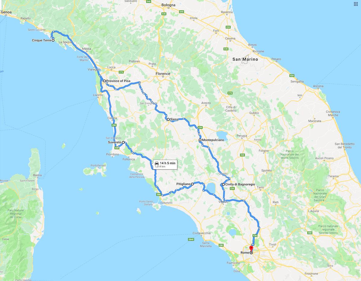 Tuscany Road Trip Map screenshot