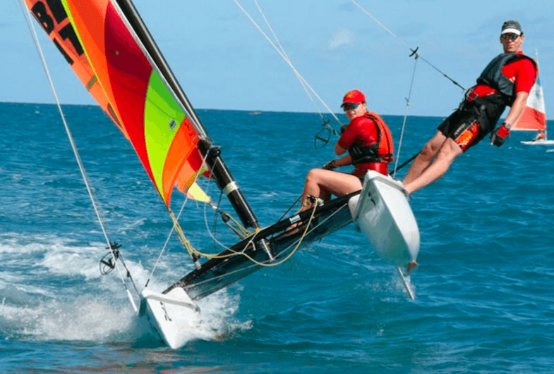 Sailing on a cat with a trapeze